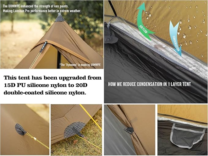 3F UL Gear Lanshan PRO Lanshan Ultralight Tent 3 Season Backpacking Tent for 2 Person, Waterproof Professional Tents for Camping, Trekking, Kayaking, Climbing, Hiking