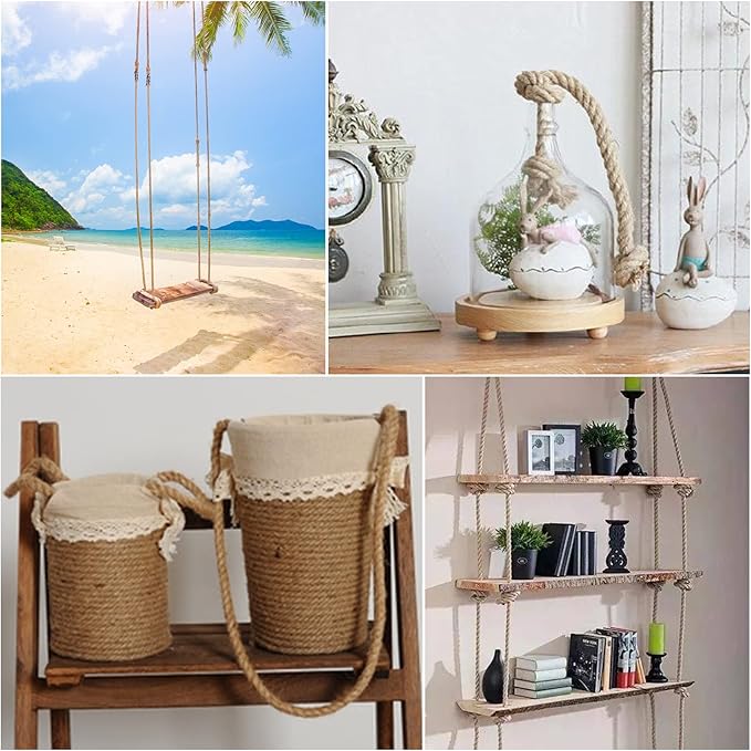 Manila Rope 1/2in x 100ft,Natural Hemp Rope Thick Large Decorative Hemp Nautical Ropes,Twisted Manila Ropes Great for Gardening,Railings,Hammock Nautical