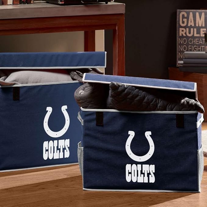 Franklin Sports NFL Storage Footlocker Bins - Large Folding Organizer Containers - NFL Team Office, Bedroom + Living Room Décor - Large + Small Bins