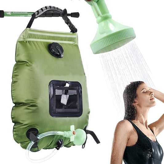 Solar Portable Shower Bag, 5 Gal/20L Solar Heating Camping Shower Bag with Removable Hose&On-Off Switchable Shower Head, Compact Camping Shower for Camping, Hiking, Traveling, Beach Swimming