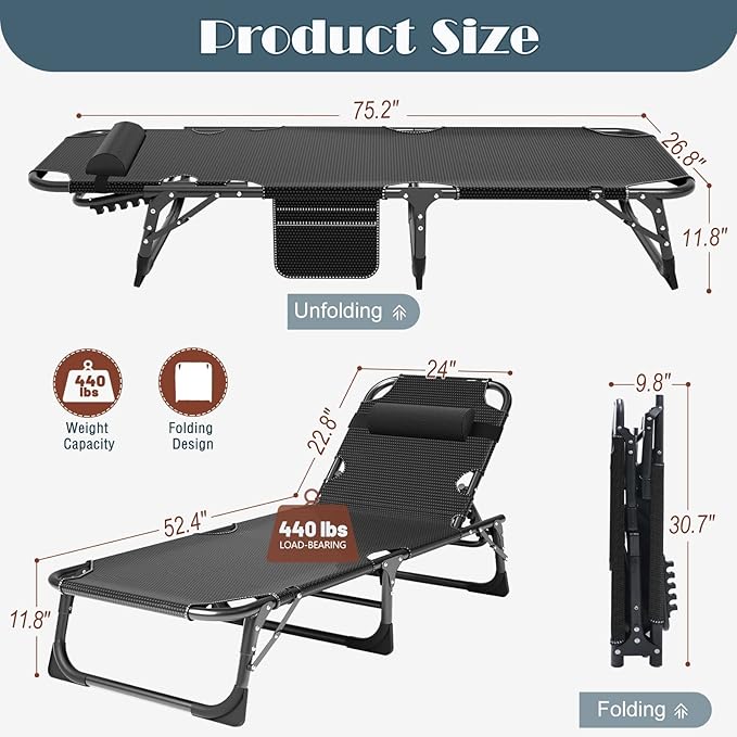 ABORON Folding Camping Cot for Adults, Heavy Duty 3-in-1 Bed for Guest Sleeping, Adjustable Double-Layer 1200D with Mattress & Carrying Bag for Home, Office, Vacation, Hospital Use