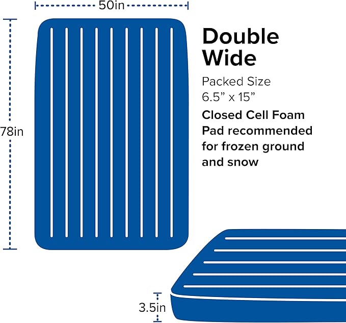 Big Agnes Divide Insulated | Lightweight, Compact, 3-Season Air Chamber Sleeping Pad, Double Wide, Warm Olive