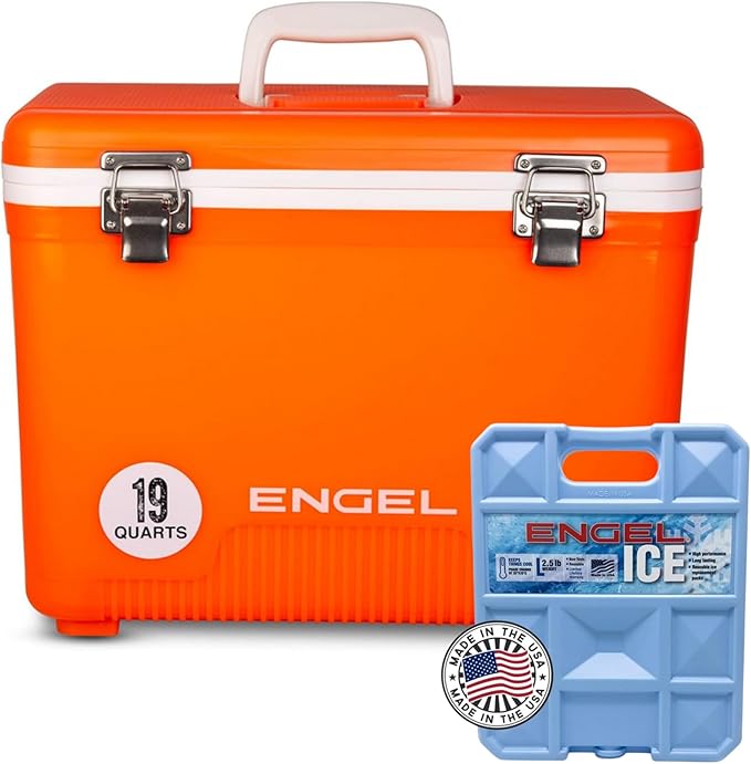Engel UC19 19qt Leak-Proof, Air Tight, Drybox Cooler and 32°F Cooler Packs for Boating, Camping, Fishing, Hiking & Food Storage