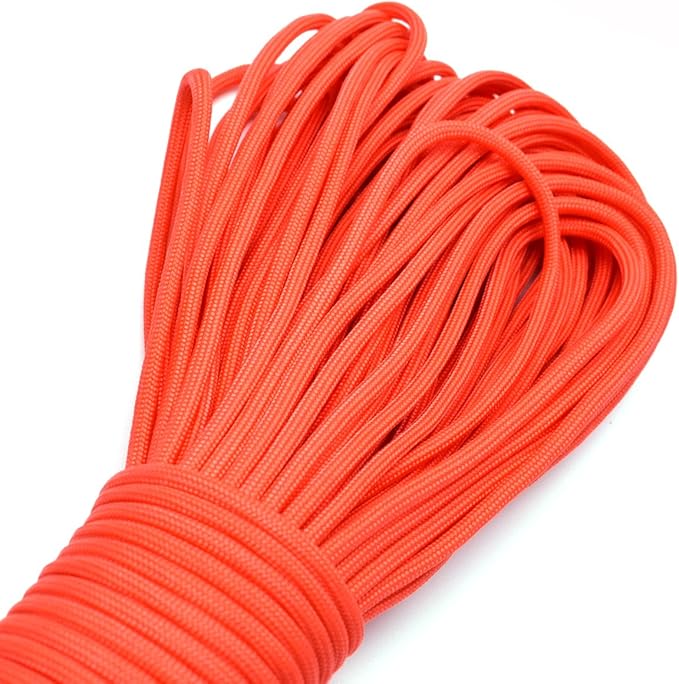 100ft Type III 7 Strand Core Paracord 550 Parachute (9# Orange)