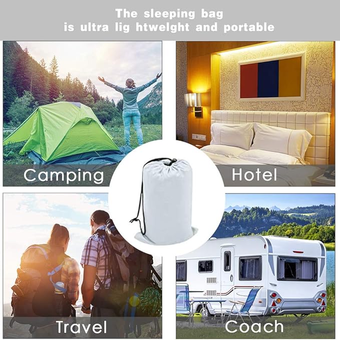 Travel and Camping Sheet Sleeping Bag Liner - Lightweight Compact and Portable Adult Sleeping Bag - Ideal for Traveling,Hostels and Camping