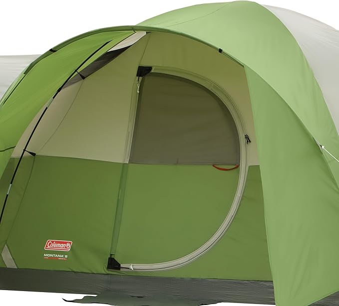 Coleman Montana 8P Family Tent with Waterproof Rainfly & Expandable Carry Bag Spacious Tent Fits 3 Queen Airbeds Sets Up in 15 Minutes