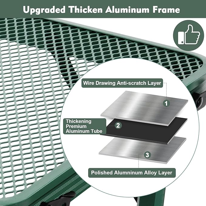 Folding Table, Easy for Storage, Compact and Portable Picnic Table for Grill, Outdoor Camping, Garden, Patio, Dining, BBQ, Party, Market, 3Ft (Medium, Green)