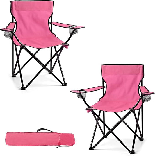 2 Pack Lightweight Camping Chairs for Adults & Teens, 250LBS Capacity Foldable Portable Chairs with Carry Bag, Compact Design for Camping, Beach, Picnics, and Outdoor Events