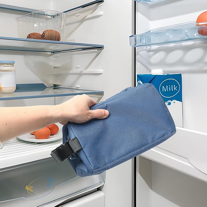 Snack Bags Mini Cooler lunch Bag Freezer Insulated Lunch Box Pouch with Buckle for Adults Work Travel,Cyan