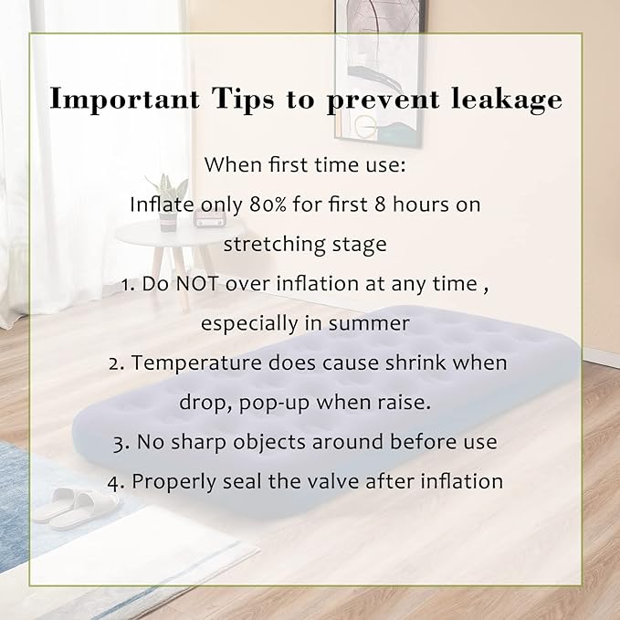 RAPTAVIS Twin Size Air Mattress Inflatable Bed, Blow Up Mattress Camping Sleeping Pad