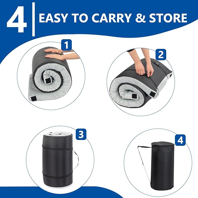 Outvita Sleeping Pad, Portable Camping Mat, CertiPUR-US Memory Foam Camping Mattress, Roll Up Floor Bed for Tent, Cot, Truck, Car, Outdoor Travel w/Portable Bag (3" with Pillow / 2.5" Without Pillow)