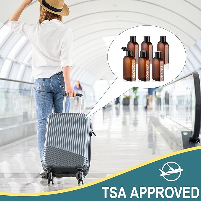 Cosywell Travel Bottles for Toiletries - 6 PCS Shampoo Bottles, TSA Approved Travel Size, Leak Proof Containers with Flip Cap