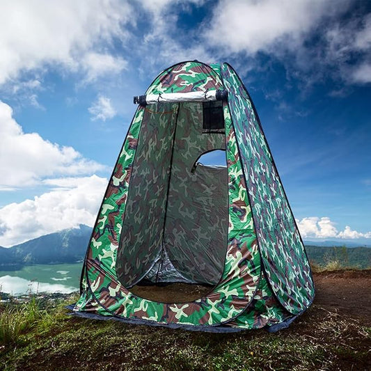 1-2 Person Portable Pop Up Shower Privacy Shelter Tents with 3 Windows, Waterproof Anti-UV Picnic Camping Fishing Shelter Tent, Outdoor Dressing Room Beach Isolation Sun Shelter (Camouflage)