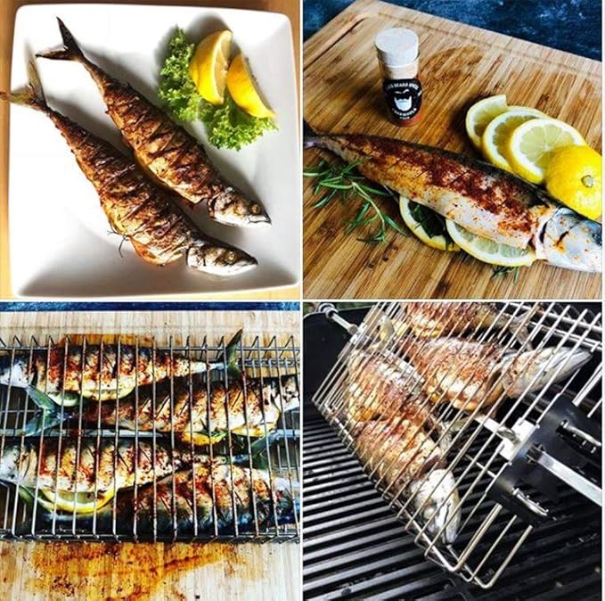 onlyfire 6042 BBQ Stainless Steel Flat Spit Rotisserie Grill Basket for Any Grill, Fits 1/2" Hexagon, 3/8" Hexagon, 3/8" Square&5/16" Square Rotisserie Spit Rods