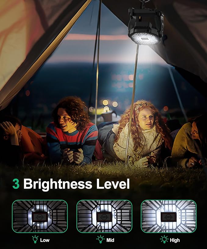 CONBOLA 25400mAh,Camping Fan, Portable Fans Rechargeable 9-Inch Battery Powered LED Lantern, USB C Battery Beach Fan.