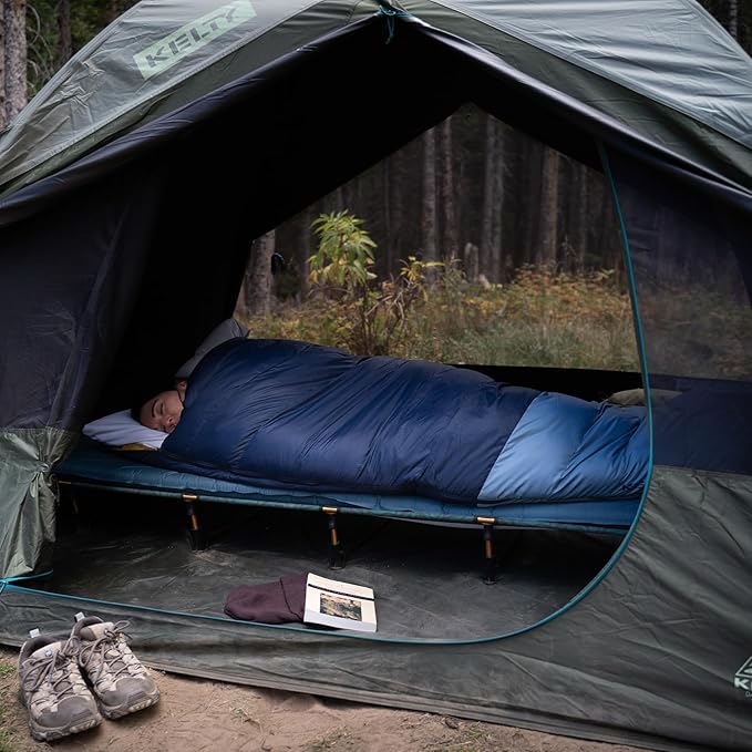Kelty Lowdown Camping Cot, Tent and Car Camping Bed, Aluminum Frame, Lightweight Carry Size, Fern Green