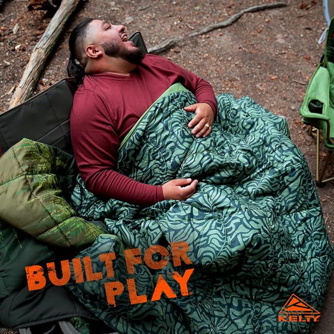 Kelty Biggie Blanket, 2 Person Large Insulated Camping Indoor Outdoor Travel Blanket and Ground Picnic Covering, Updated for 2022