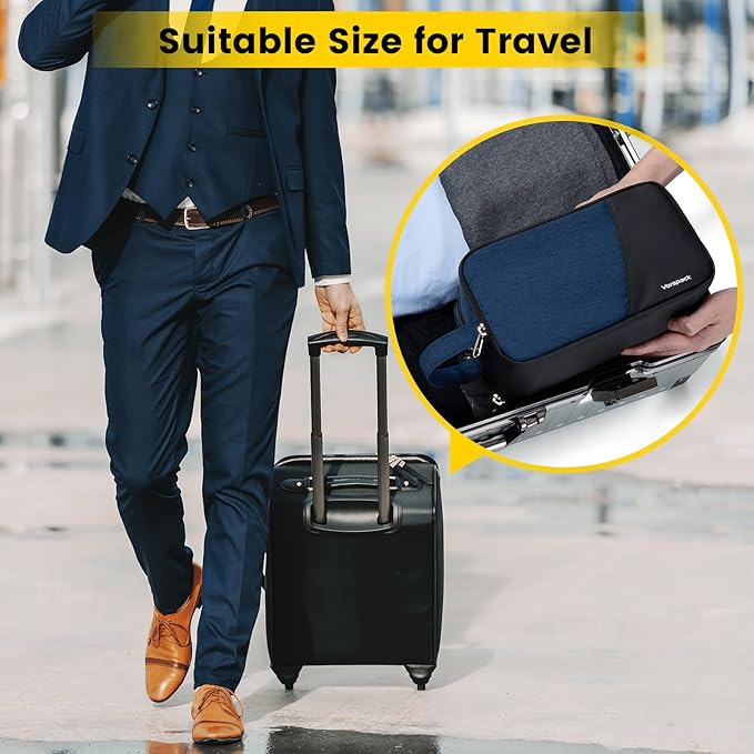 Vorspack Travel Toiletry Bag - Toiletry Bag for Men Water Resistant Skincare Bag Dopp Kit for Bathroom Toiletries Accessories Gifts - Navy Blue