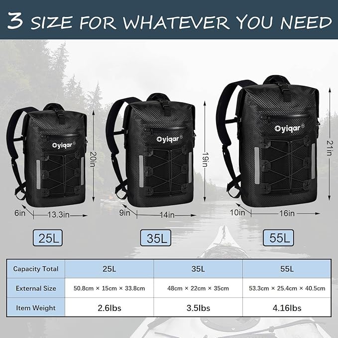 Waterproof Backpack Heavy Duty Dry Bag Roll Top Closure Waterproof Bag Waterproof Bag with IPX8 Waterproof Phone Case