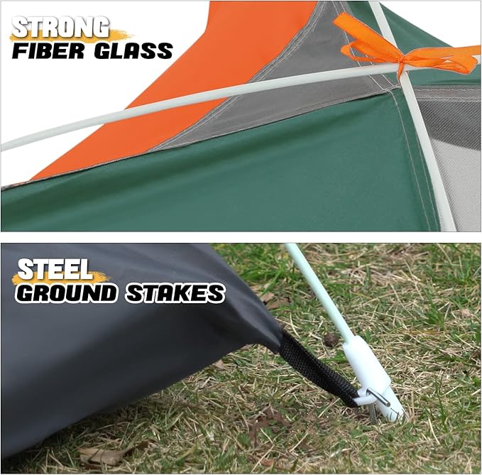 MoNiBloom 2 Person Dome Tent with Skylight, Ultralight Carry Family Tent Easy Set Up and Backpacking Tent with Lightweight Aluminum Alloy Frame for Adults Camping Hiking Outdoor Festivals, Blue