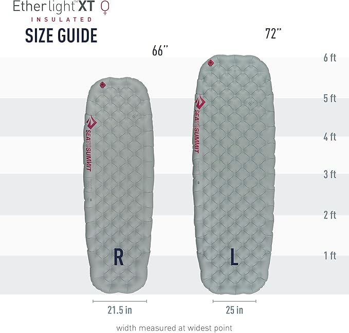 Sea to Summit Ether Light XT Extra-Thick Insulated Sleeping Pad, Women's Regular (66 x 21.5 x 4 inches)