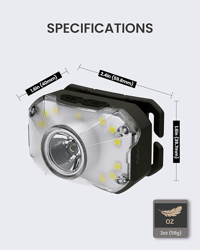 Claymore Heady2 (Tan) - Rechargeable LED Headlamp Flashlight, Lightweight for Camping, Running, Hiking, Emergency & Industrial Use. USB-C Charging, Up to 40 Hours Battery Life, Waterproof.