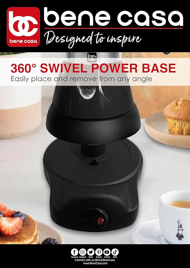 Bene Casa Black Portable Electric Espresso Maker/Cafetera, 1-3 Cups/Shots (1, BLACK)