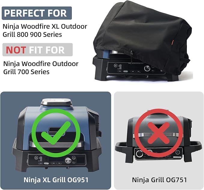 Waterproof Cover for Ninja Woodfire Pro Premium XL Outdoor Grill, Outdoor Grill Accessories for Ninja Wood Fire Smoker Air Fryer OG900/800 Series, Windproof with Drawstring Closure (Cover Only)