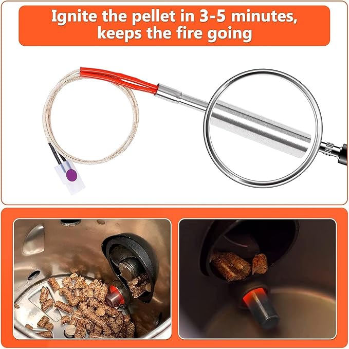 Upgraded 2.0 RPM Auger Motor, Fire Burn Pot and Hot Rod Ignitor, Grill Induction Fan for Traeger and Pit Boss Pellet Grill, Fire Pot Replacement for Traeger Parts Replacement, with Ash Remover, Screws