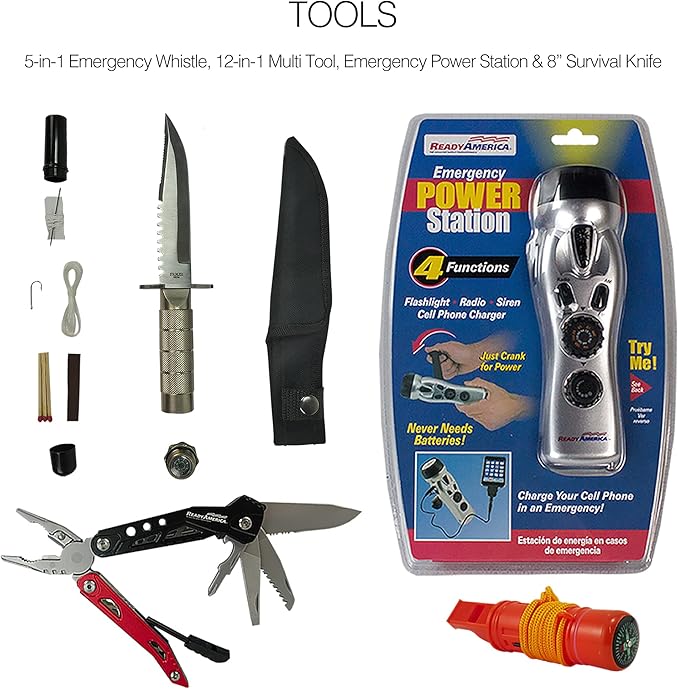 Ready America 72 Hour Elite Emergency Kit, 1-Person, 3-Day Backpack, Includes First Aid Kit, Survival Blanket, Emergency Food, Portable Disaster Preparedness Go-Bag for Earthquake, Fire, Flood