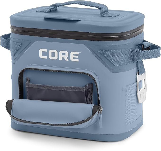 CORE Magnetic Leak Proof Soft Cooler with Waterproof Zipper | Insulated Bag Portable Ice Chest Box | Best Soft Cooler for Food & Beverages for Tailgating, Car Camping, Travel, and Family Beach Picnics
