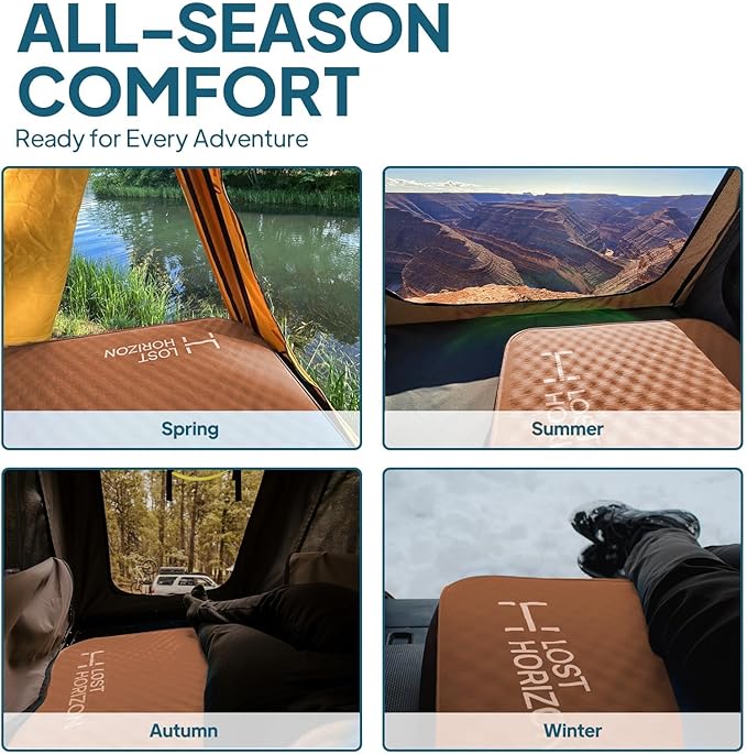 LOSTHORIZON Air & Foam Camping Mattress, Self-Inflating Sleeping Pad, 4.5" Thick, with Air Pump, Single