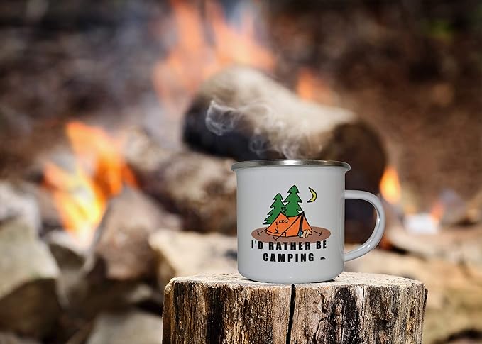 Rogue River Tactical Funny Camp Mug - Enamel Coffee Cup Gift - I'd Rather Be Camping Gear