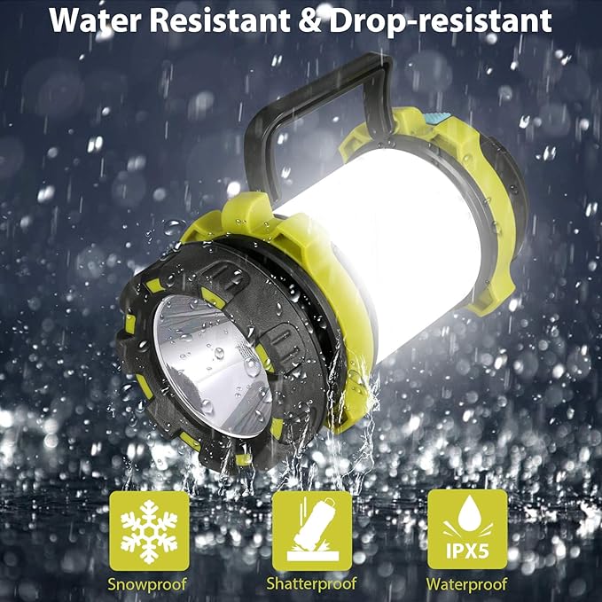 1 Pack Camping Lantern, Outdoor LED Camping Light, Rechargeable Flashlights with 1000LM, 6 Modes, 4000mAh Power Bank, IPX5 Waterproof Portable Emergency Camp Light for Hurricane Hiking - Green
