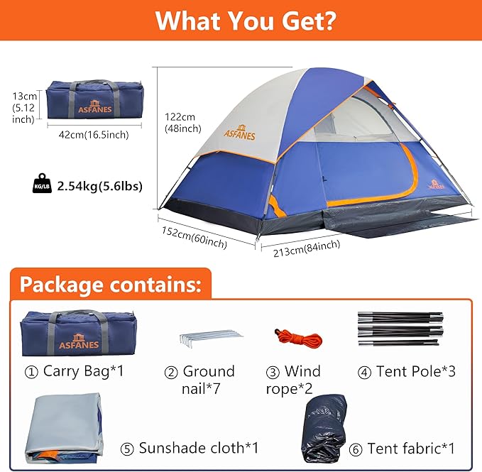 2-12 Person Tents for Camping Waterproof, Backpack Double Layer Tents, Perfect Picnics, Fishing and Backyard Camping
