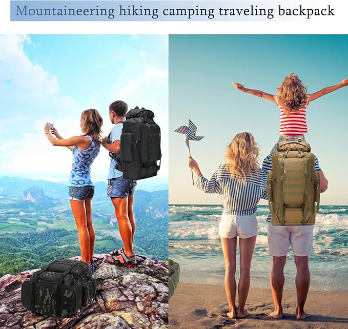 100L Hiking Camping Backpack Tactical Backpack for Men Large Survival Hunting Waterproof Backpack Molle Rucksack Military Camping Backpacking Daypack