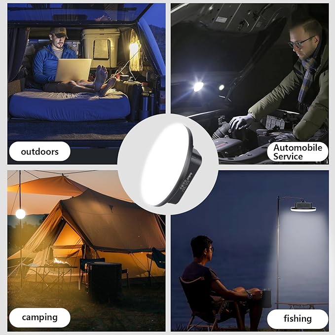 10000 mAh Portable LED Camping Light Rechargeable,3 Light Colors & 1500LM Stepless Dimming Tent Light, IPX65 Waterproof, Magnetic Base for Hurricane Emergencies, Outdoor, Hiking, Home(Standard)
