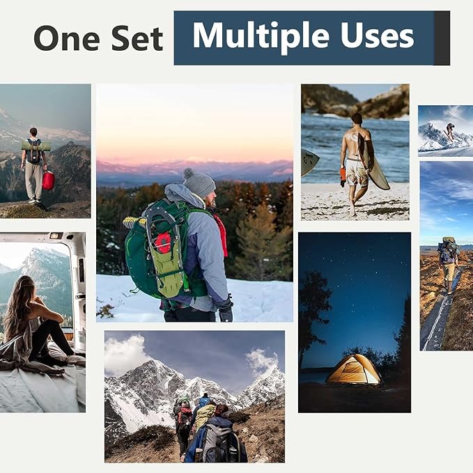 Frelaxy Waterproof Dry Bag 2 Pack/3 Pack, Lightweight Portable Dry Bags, 5L & 15L & 25L Durable Dry Sack Set Keep Gear Dry for Hiking, Camping, Boating, Backpacking, Kayaking (2 Pack - Blue)