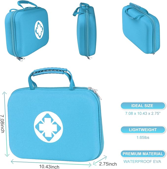 300PCS Home First Aid Kit for Hiking Car Home Emergency Kit First Aid Handheld Bag Multiple Purpose Case Outdoor Backpacking Gear for Disaster Preparedness Blue