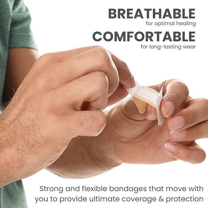 Dealmed Fabric Fingertip Flexible Adhesive Bandages – 100 Count (1 Pack) Bandages with Non-Stick Pad, Latex Free, Wound Care for First Aid Kit, 1 3/4" x 3"