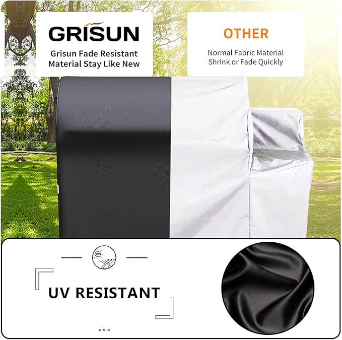 Grisun Grill Cover for Weber SmokeFire EX6 Wood Pellet Grill, Smoker Cover for Weber EX6, Waterproof, No Fading for 2 Years, Anti-Fade, Drawstring for Secure Fit, 600 D Polyester, Black