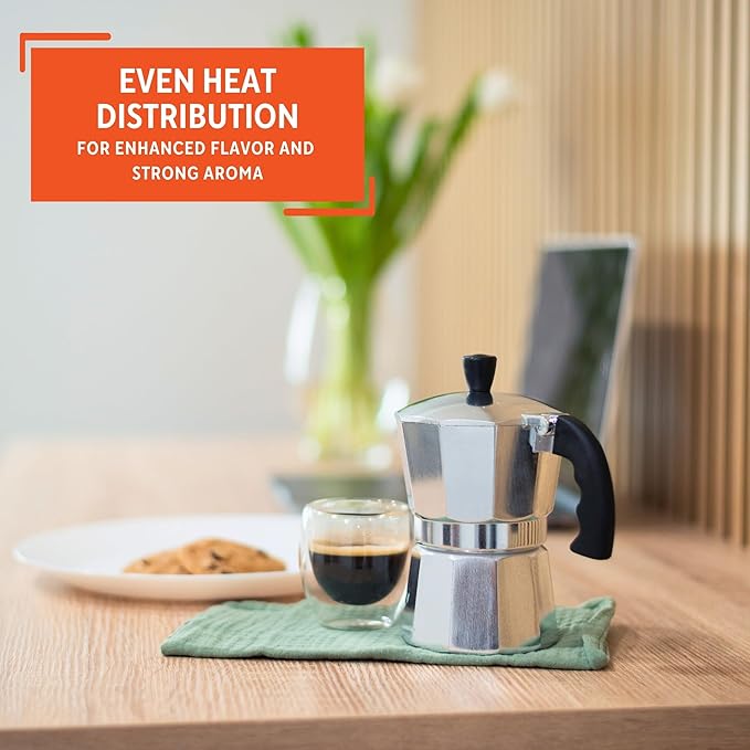 IMUSA USA B120-41V Aluminum Espresso Stovetop Coffeemaker 1-cup, Silver