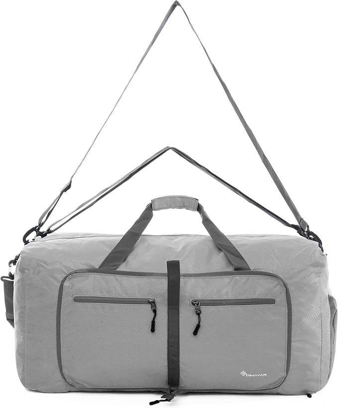 Dimayar Travel Duffle Bag for Men Women - Foldable Duffel Bag with Shoes Compartment - Overnight Bags Waterproof & Tear Resistant(115L,Space Gray)