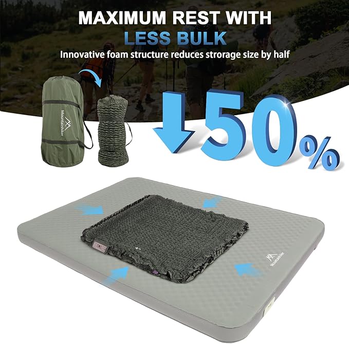 Self Inflating Sleeping Pad with Foam and Electric Pump,Innovative Y-Shaped Telescopic Structure,4.3" Thick Ultraportable Camping Mattress,Outdoor Compact Air Mat for Tent Car(4.2*79*28 inch)