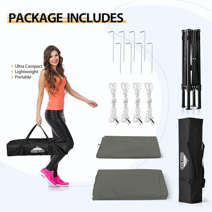 EAGLE PEAK Flex Ultra Compact 4x4 Pop-up Canopy, Sun Shelter, Changing Room, Portable Privacy Canopy Cabana for Pool, Fashion Photoshoots, or Camping, 4x4 ft, Dark Gray