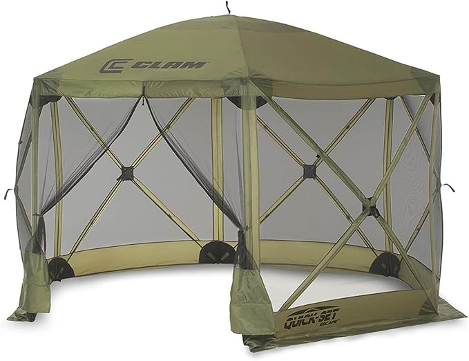 CLAM Pop Up Screen Tent, Outdoor Camping Gazebo Canopy, Escape, 11.5', Green