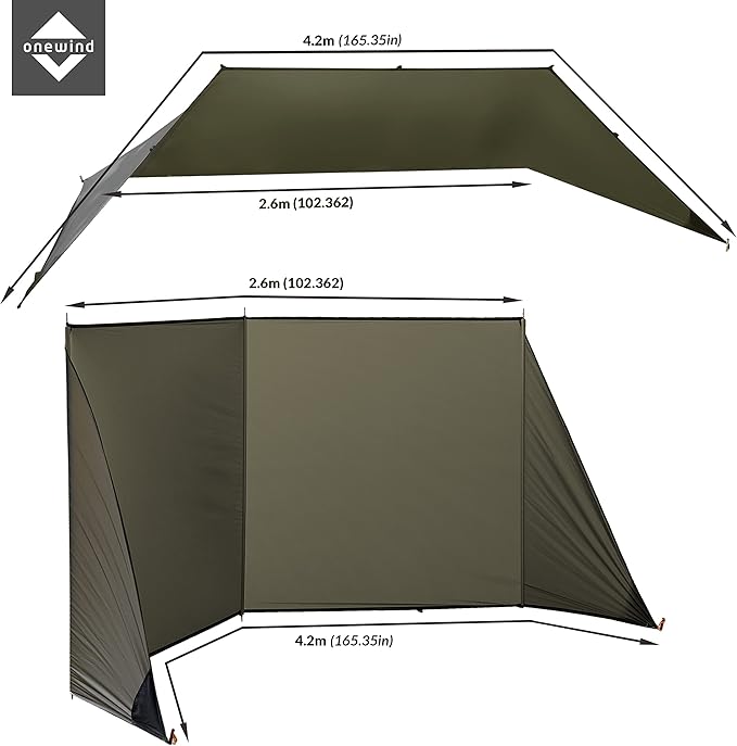 Onewind Emergency Shelter, Survival Shelter Tent, Lightweight Reusable Rainproof Windproof Shelter for Camping, Hiking, Backpacking and Camping Cot, OD Green