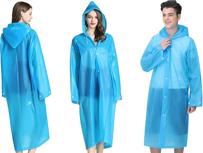 Rain Ponchos Raincoats for Adults Women Men, Reusable 2 Pack Rain Jacket Coats with Hood for Family Disney Camping Hiking