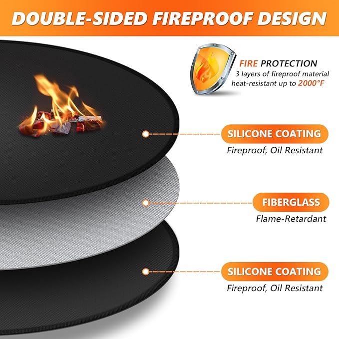 19.5" Fire Pit Mat for Solo Stove Mesa Tabletop Fire Pit, Fireproof Mat for Solo Stove Accessories, Small Under Grill Pad to Protect Your Table, Easy to Clean, Reusable