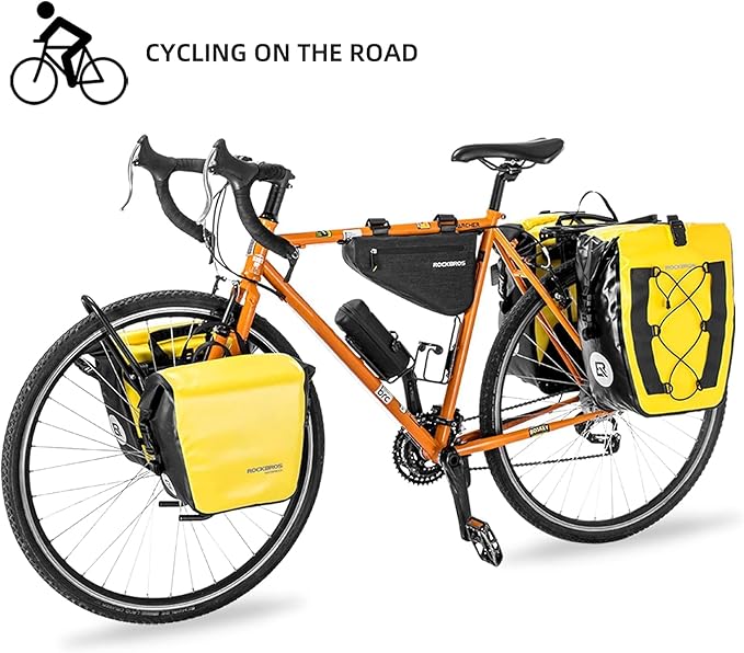 ROCKBROS Front Roller Panniers Bag Front Rack Bike Bag Sturdy Shelf Package with Carrying Handle & Free Shoulder Strap for Touring Picnic Commuting 1 Pair